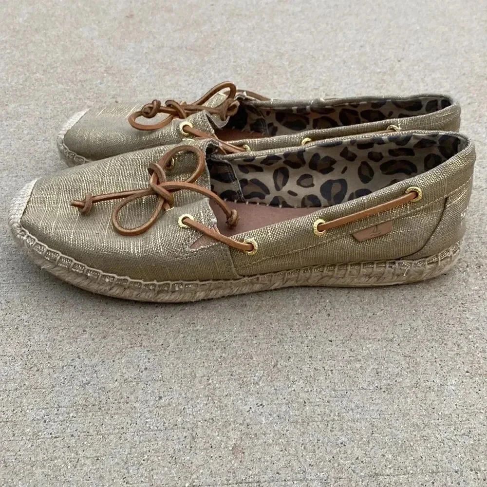 Sperry Topsider Gold Fabric Shoes - Picture 4 of 10